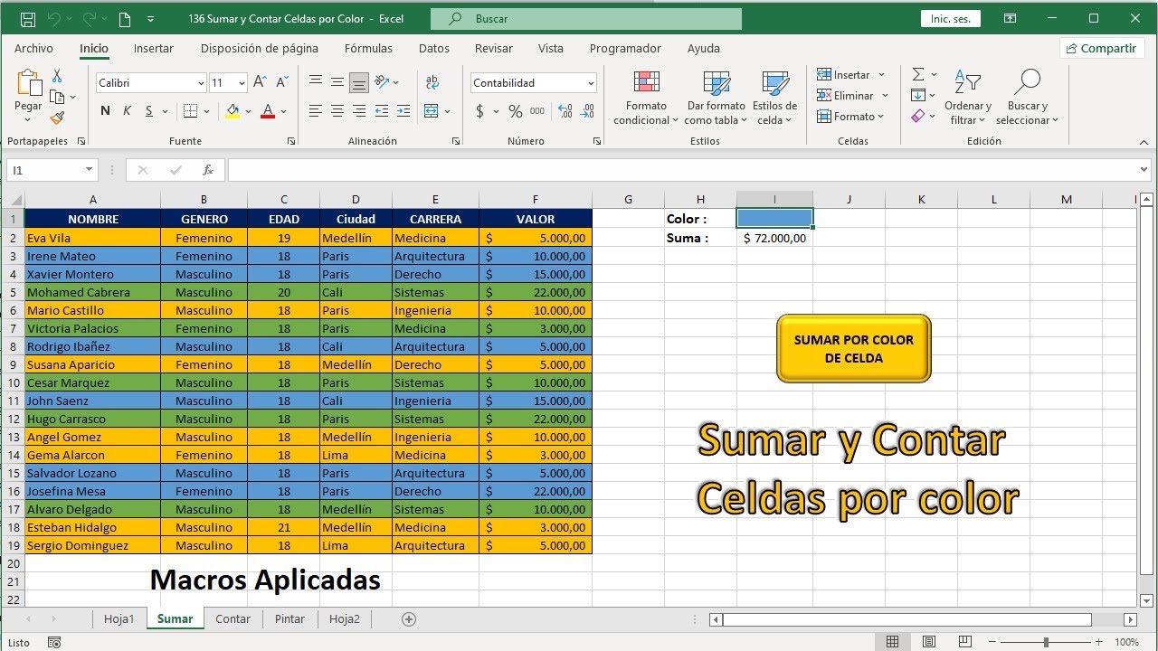 Sumar Y Contar Celdas por Color (Macros)