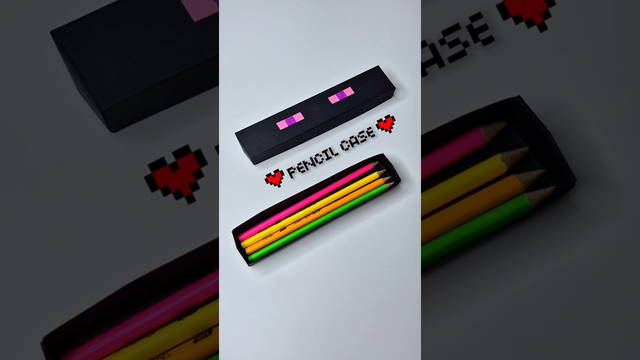 DIY Minecraft Enderman Pencil Case 💜 Cute Paper Pen Box 💜 Easy Pencil Pouch