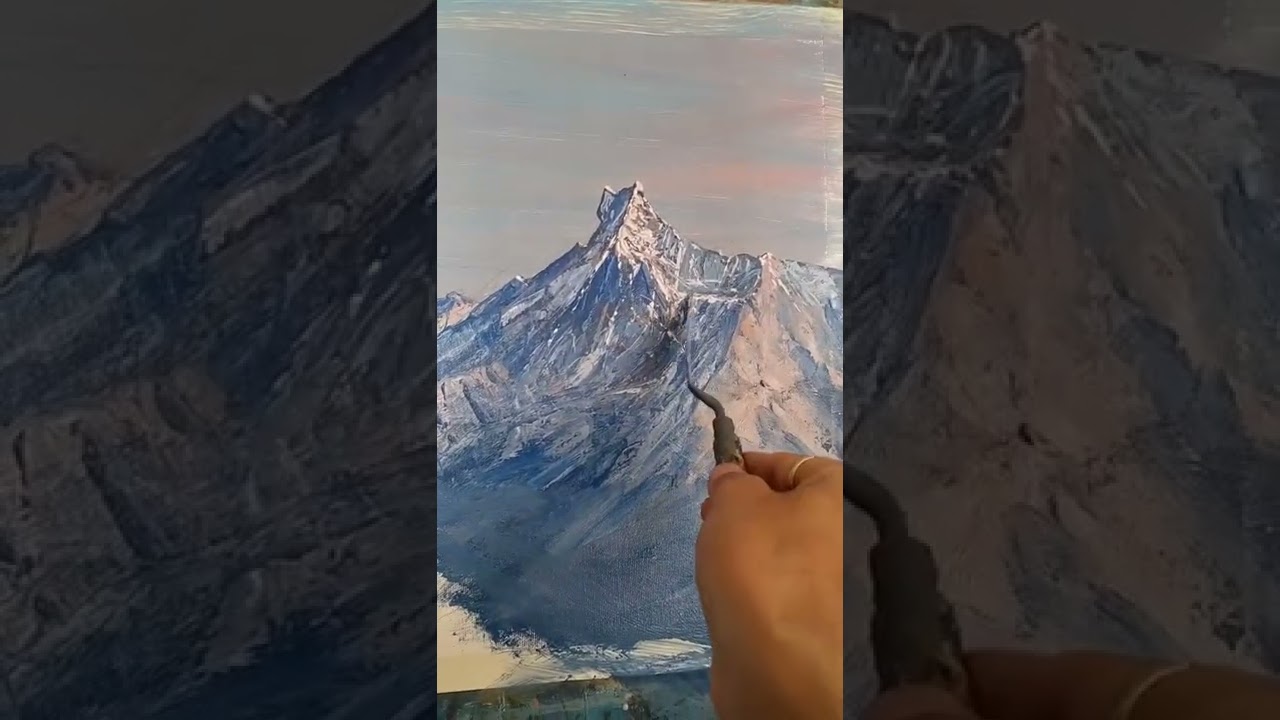 acrylic mountain drawing painting Mt fishtail #shorts #viral
