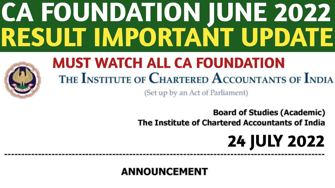 Important Update | CA Foundation June 2022 Result Date | ICAI Exam June 2022 Result Date