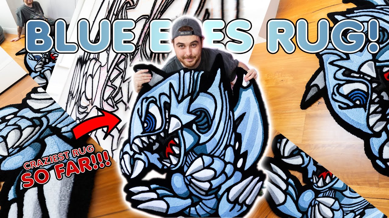 MY BEST RUG YET!! | Blue Eyes White Dragon Rug (TOON) | Start to Finish Full Rug Tufting Process!!
