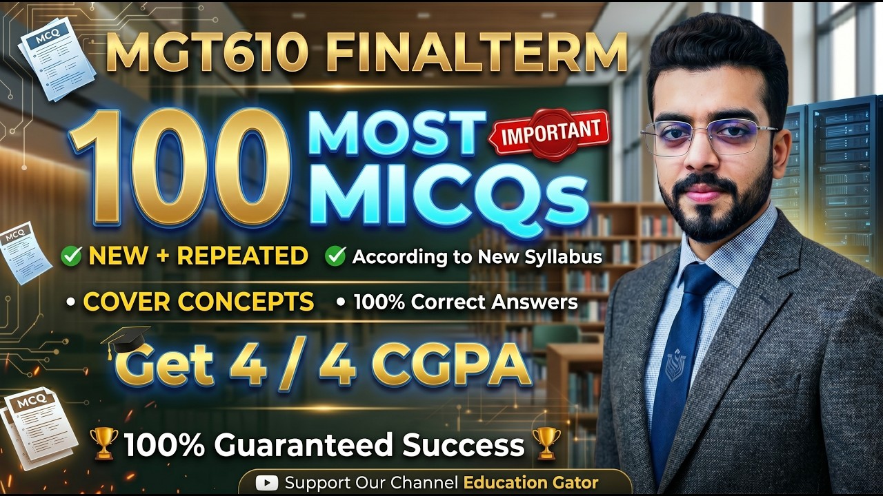 MGT610 Final Term Exam 2026 🔥 Important MCQs & Most Expected Questions | VU