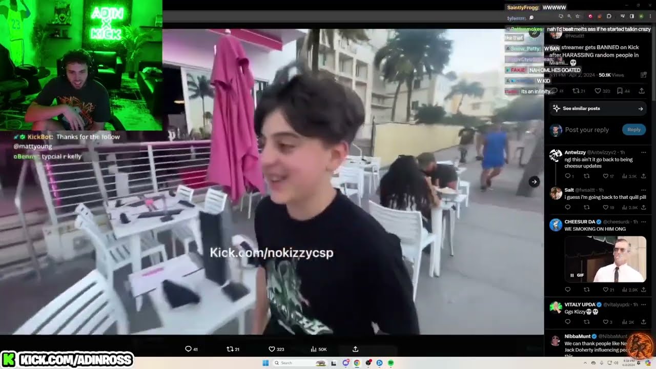 Adin Ross Reacts To Kick Streamer Banned For Harassing People