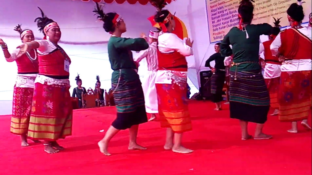 Garo/Achik indigenous of Bangladesh enjoying with traditional dance at Wangala festival.