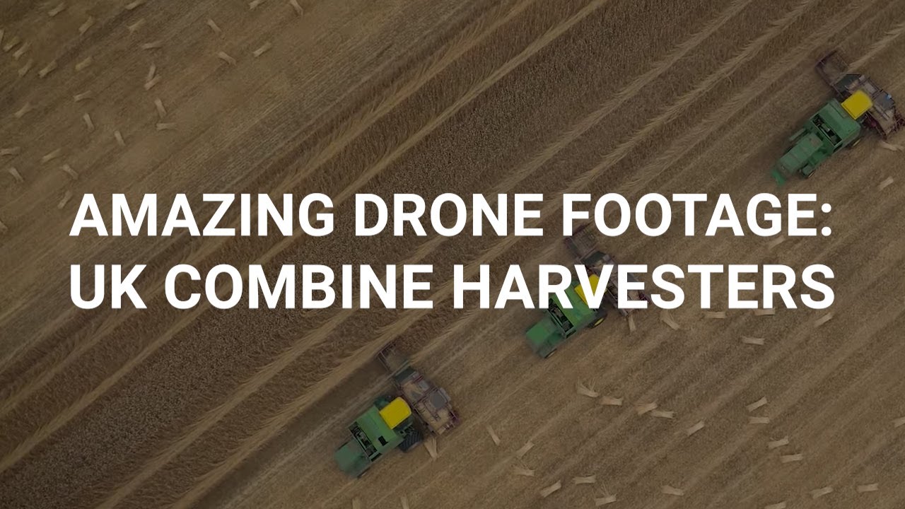 Amazing drone footage of UK combine harvesters
