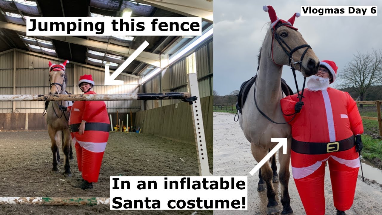 JUMPING MY HORSE IN AN INFLATABLE SANTA SUIT // Vlogmas Day 6
