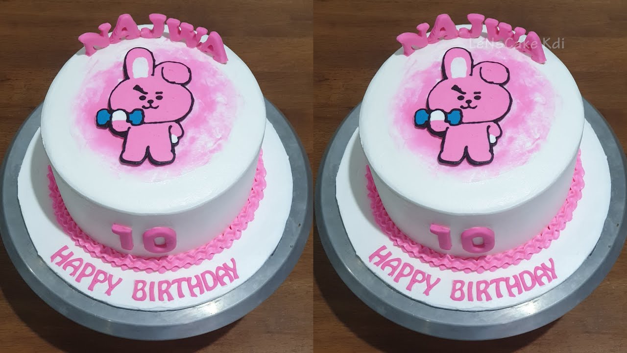 DEKORASI KUE ULANG TAHUN CAKE - KUE ULTAH COOKY BT21 DI SAAT PUASA 😅 |LENSCAKE KDI