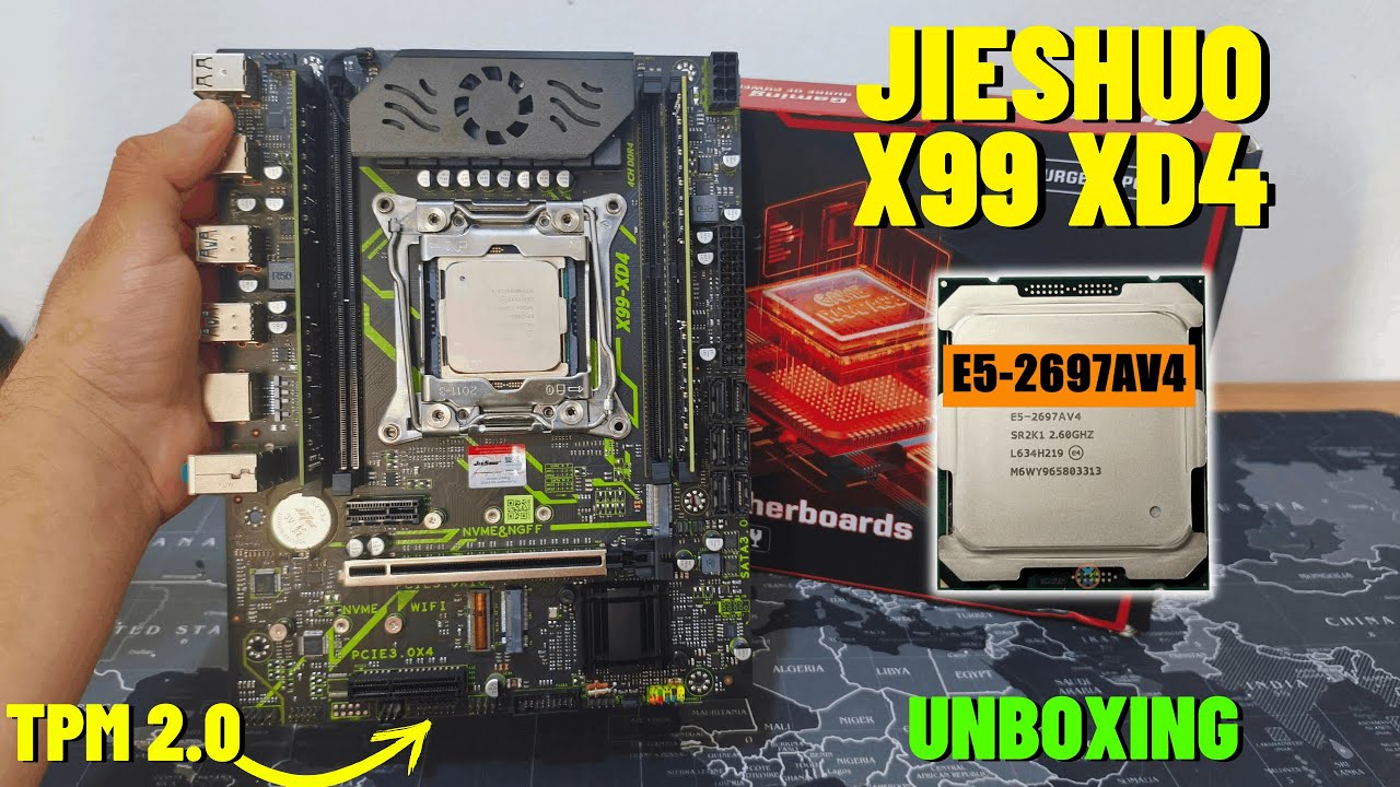 CHEGOU! JIESHUO X99 XD4 COM TPM 2.0, SECURE BOOT E VRM TOP? UNBOXING E TESTES...