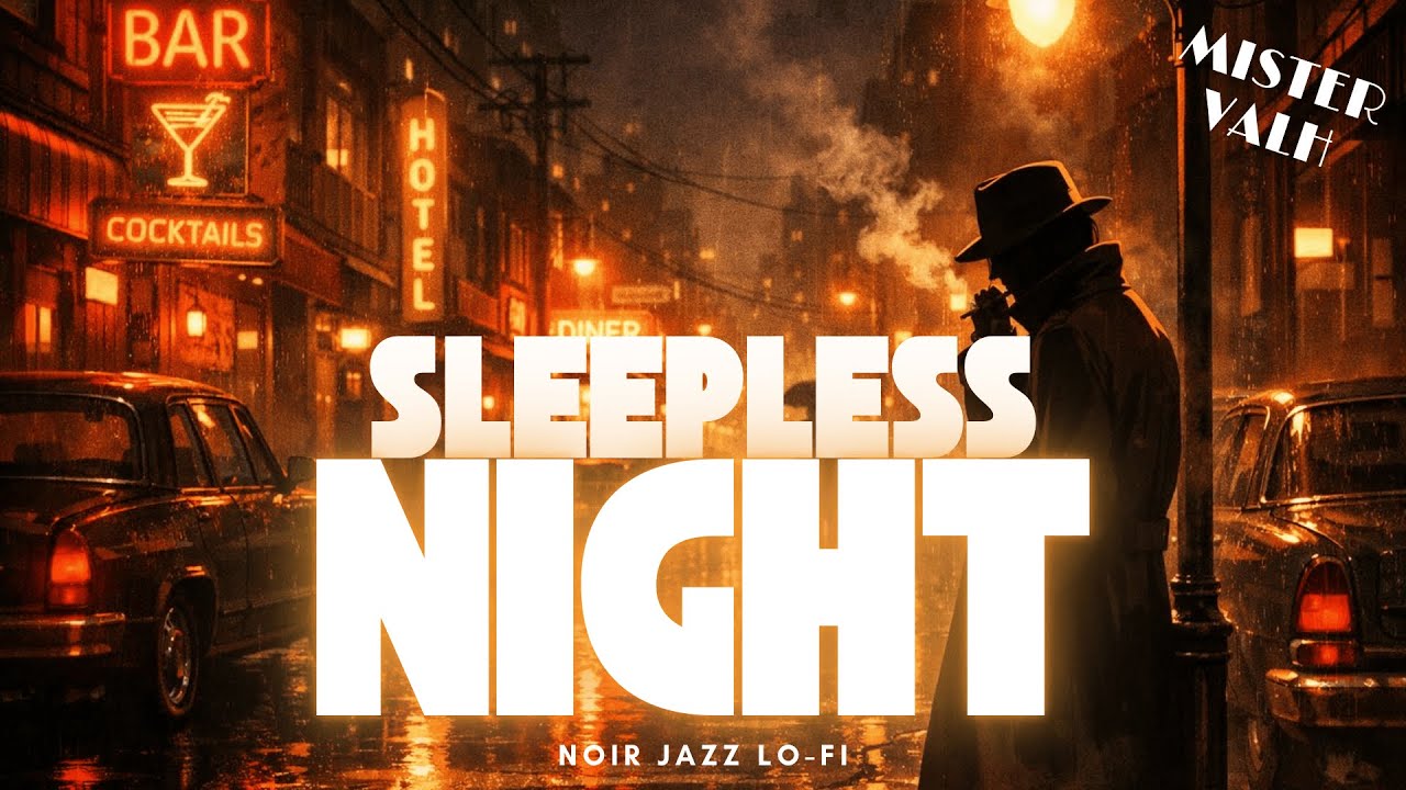 Sleepless Night | 1 hour Noir Lo-fi jazz mix with rain sound.