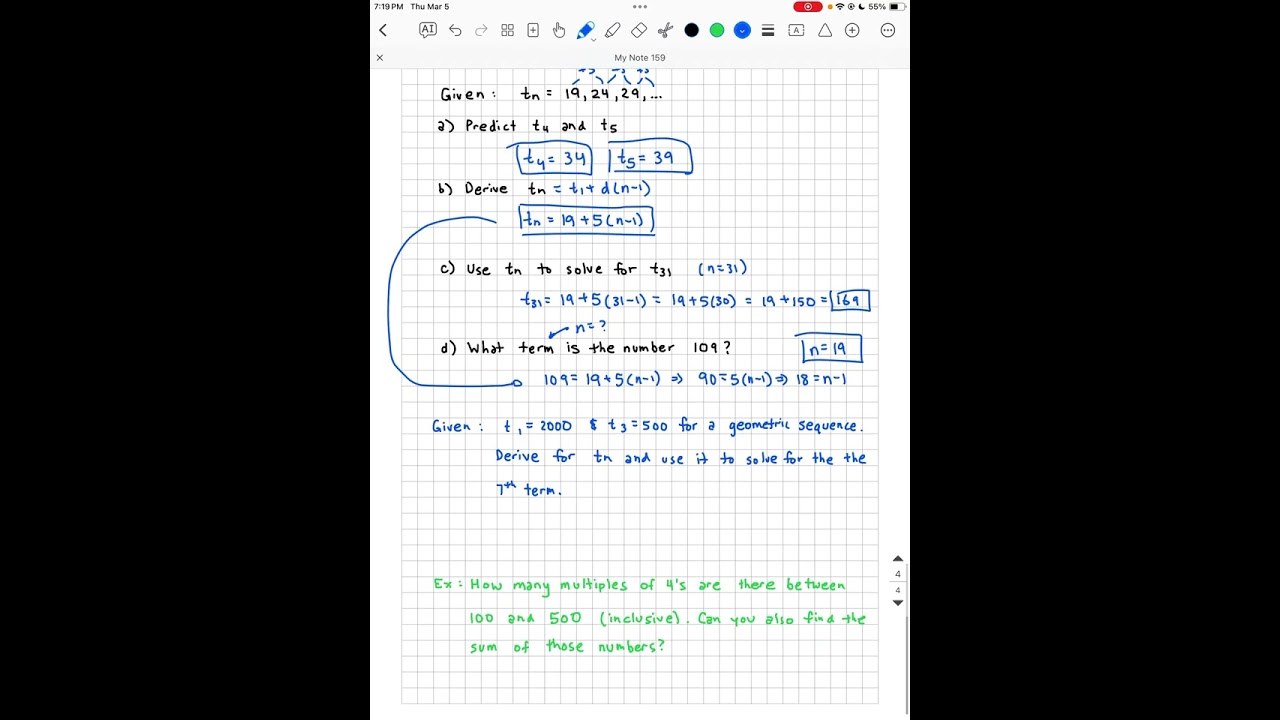 Algebra 2: 11.2 (Arithmetic and Geometric Sequences)