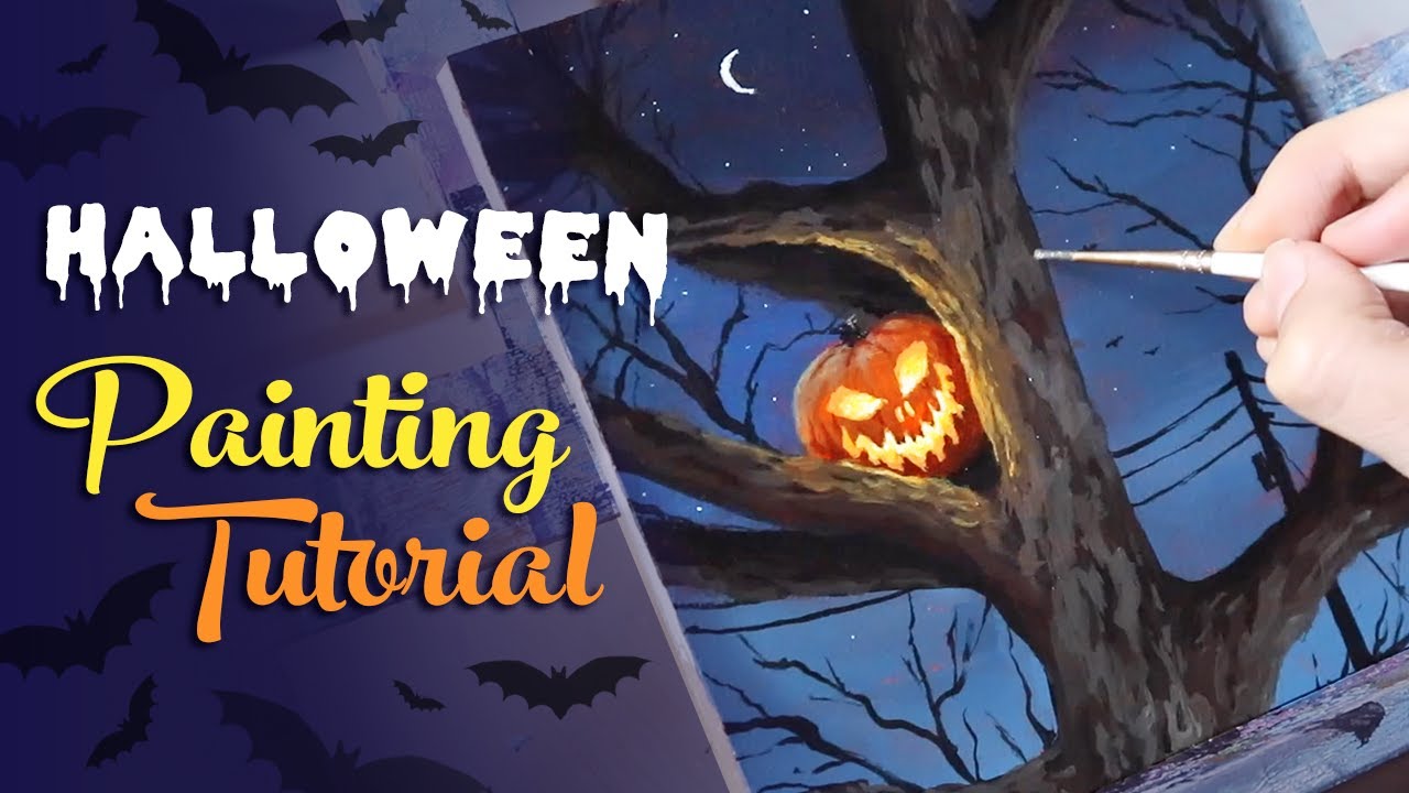 Acrylic Painting Tutorial - Spooky Halloween Jack O'lantern!