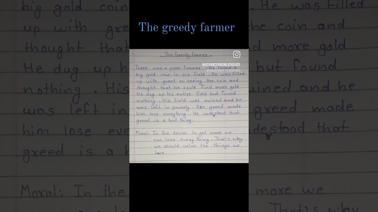 The greedy farmer. Story in english language