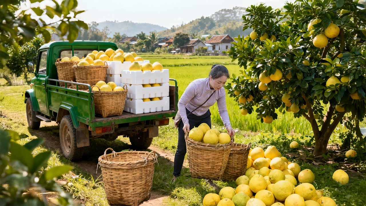 A Big Grapefruit Harvest and a Profitable Day at the Rural Market | Tiểu Huệ Daily