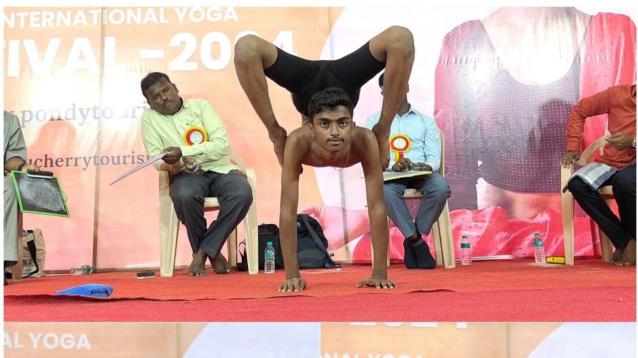 29th International Yoga championship at Pondicherry 2024/Performance by Chethan/ 15-18 age group