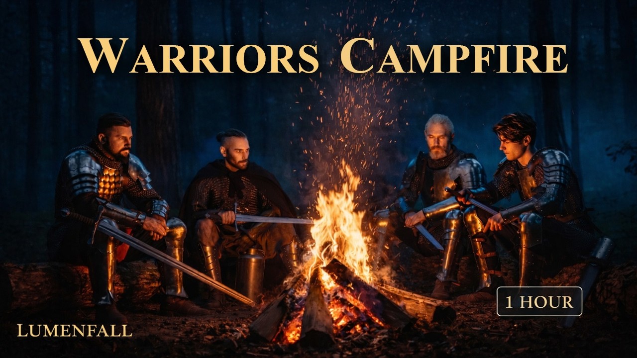 ⚔️ Warriors by the Campfire | Medieval Fire Ambience for Sleep & Relaxation (1 Hour)