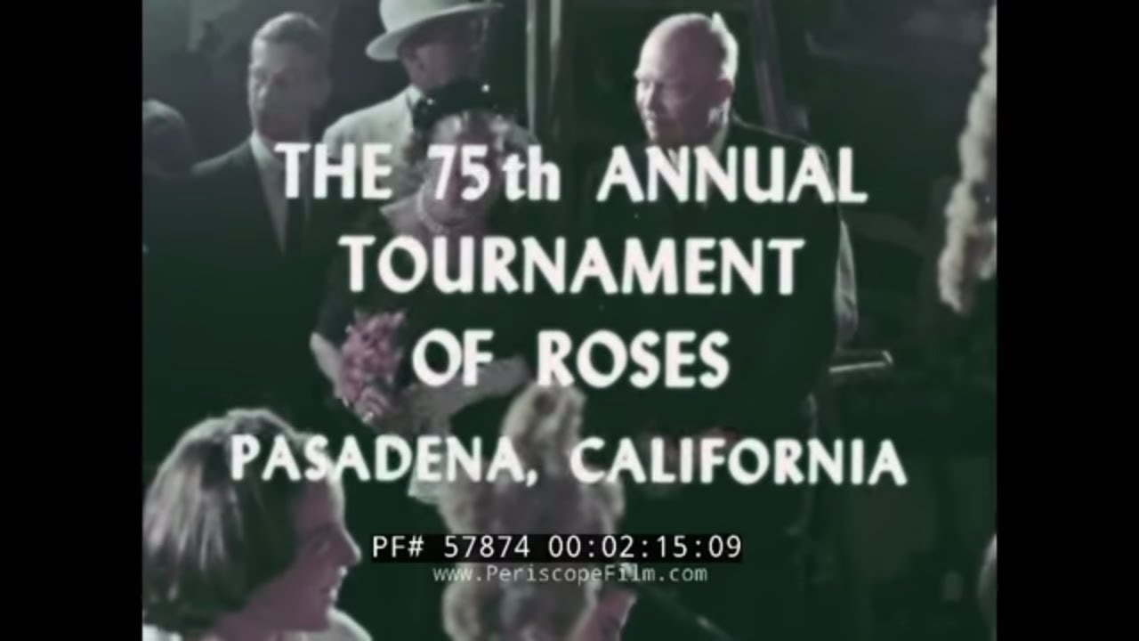 1964 TOURNAMENT OF ROSES PARADE  PRESIDENT EISENHOWER   ILLINOIS vs. WASHINGTON 57874