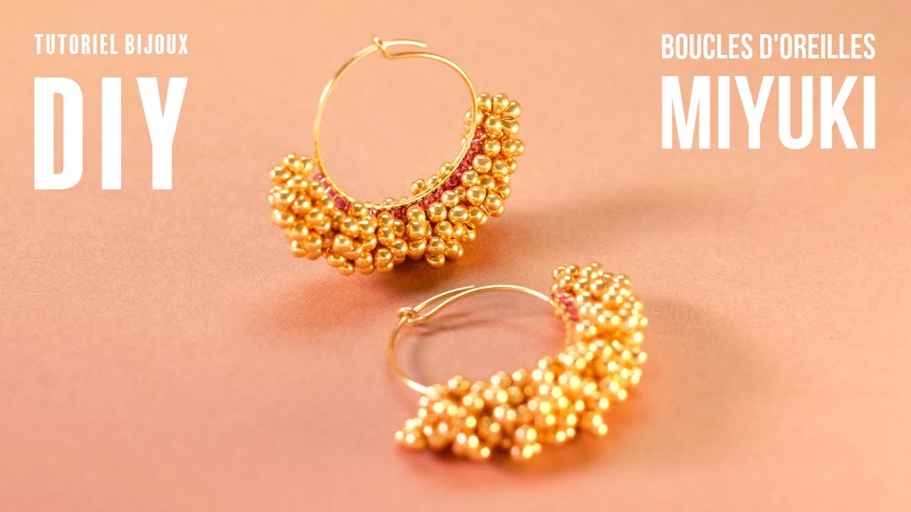 Tutoriel Bijoux Tissage Brickstitch Boucles d'oreilles grappe de perles Miyuki