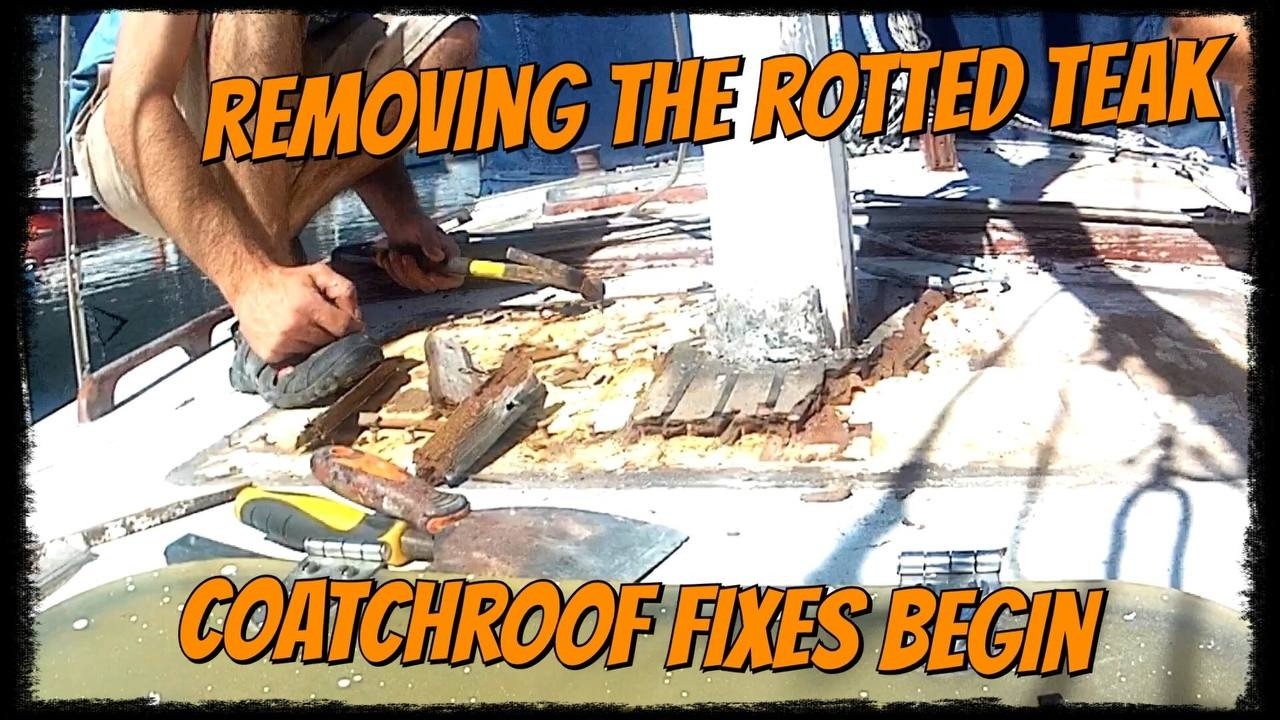 S03E13 coatchroof seal porthole prep teak removal #boat #boatbuilding #boatrenovation #diy