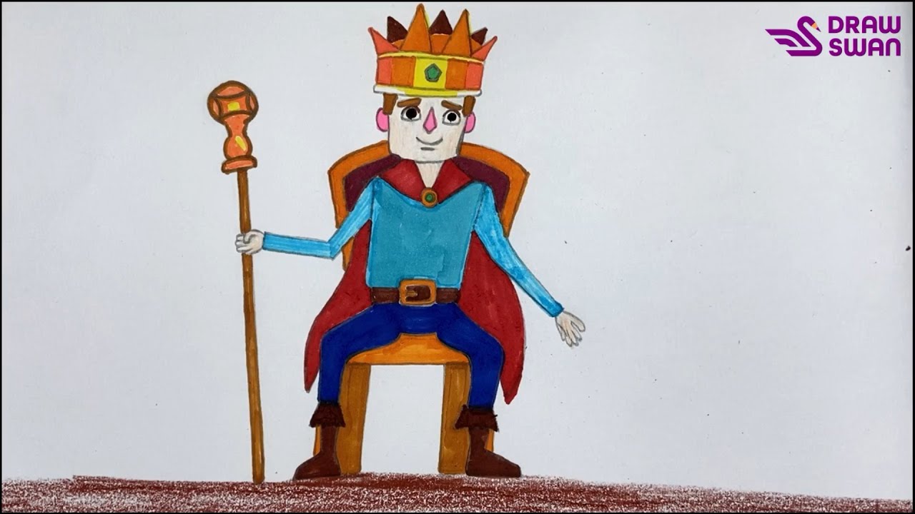 How to draw a king sitting on a throne