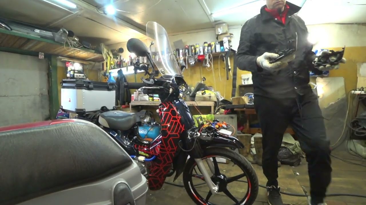 HONDA SUPER CUB AA04 ДХО, установка на второй каб