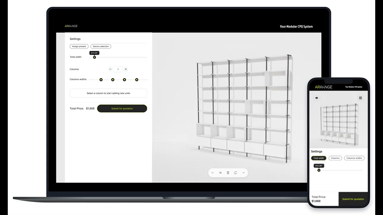 Arrange Shelving System Configurator
