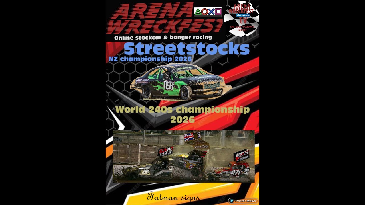 Arena wreckfest Enzed Streetstocks Nz championship 2026  + World 240s 2026