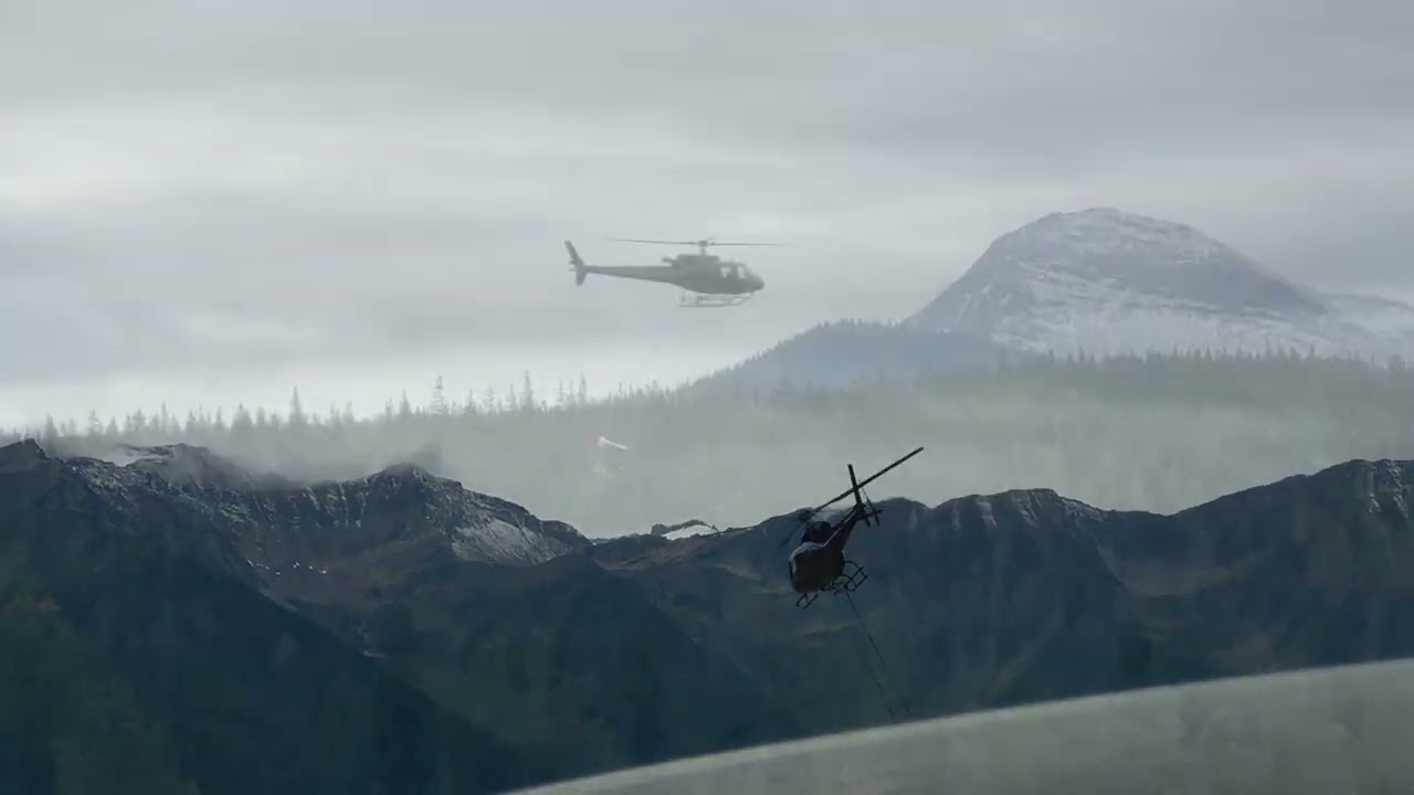 Heli fertilizing , Kinbasket Reservoir. Canada
