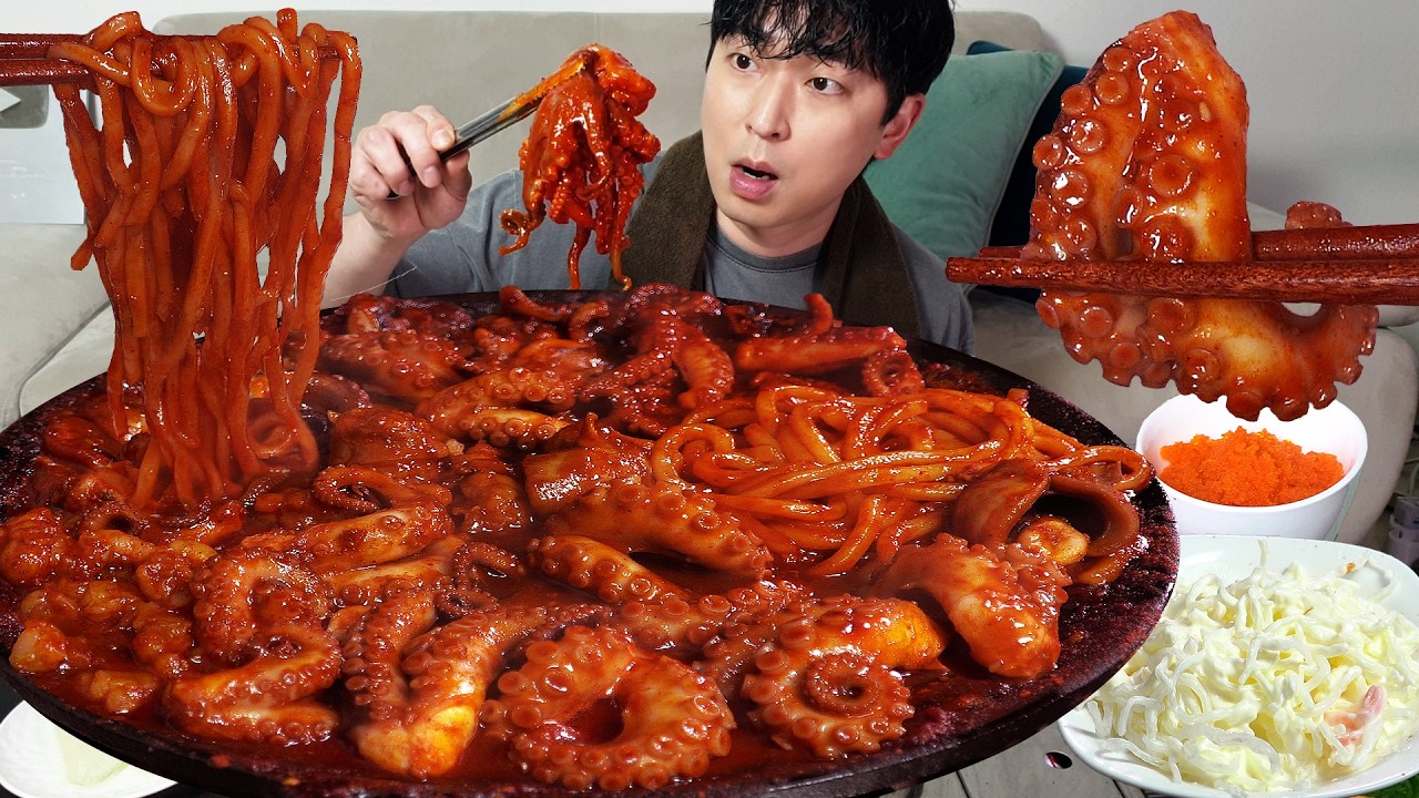 Острый Жареный Вебфут-Осьминог!!🔥🔥 Лучшая Закуска к Алкоголю! MUKBANG REALSOUND ASMR EATINGSHOW