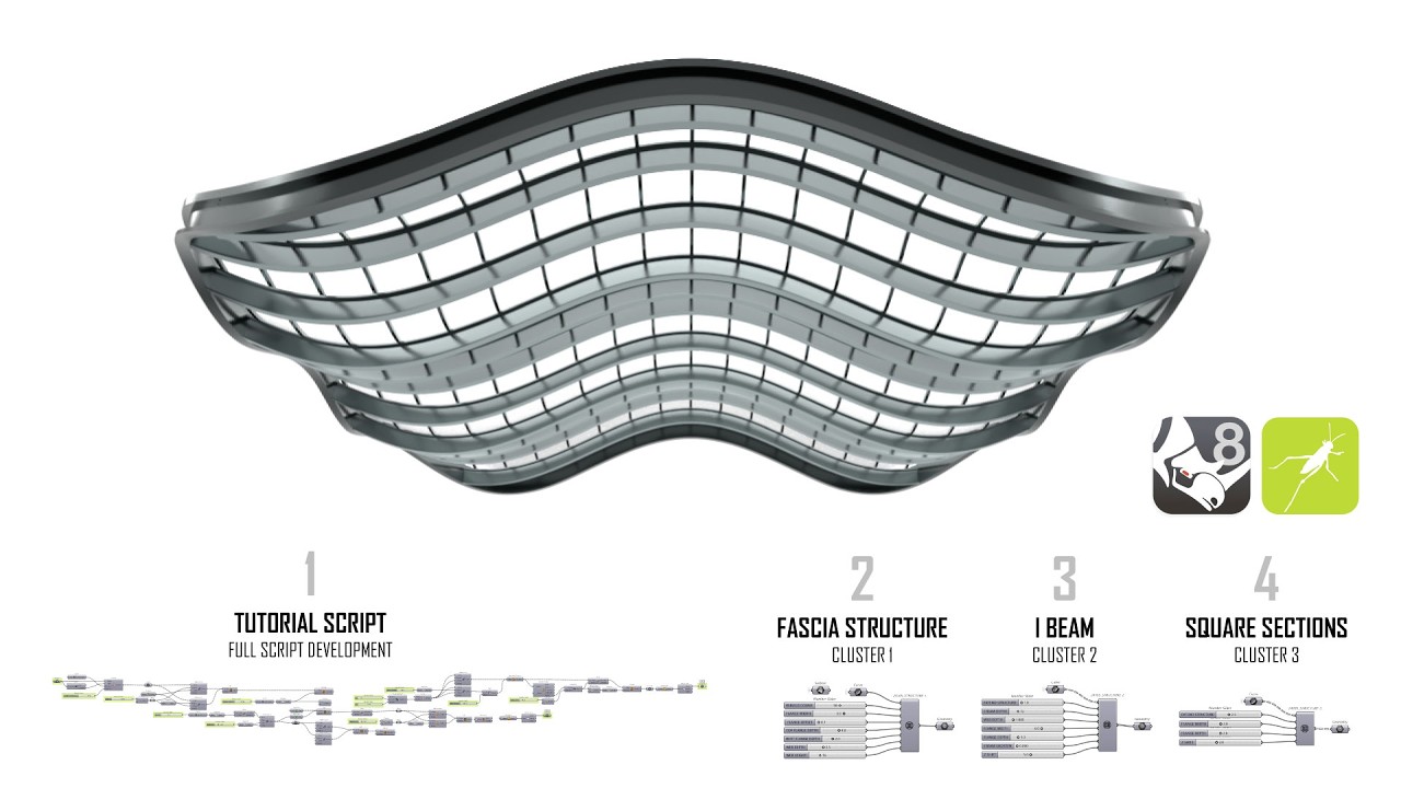 Parametric Structure Design and Development From Base Geometry Using Rhino 8 3D #Grasshopper #Rhino