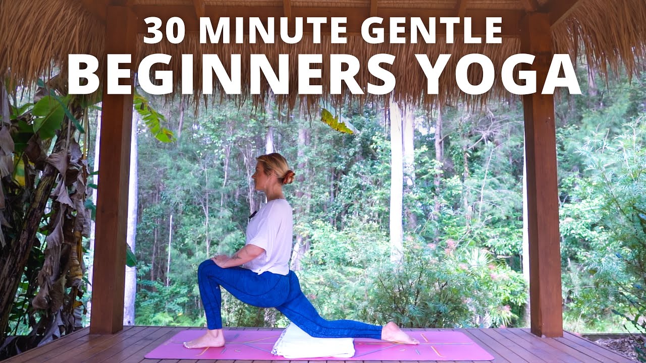 BEGINNERS GENTLE YOGA | 30 minute full body stretch & relaxation.. Ashley Freeman