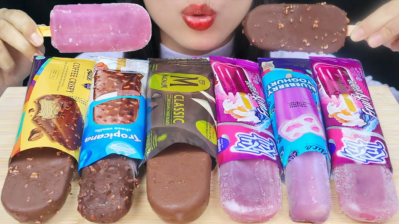 ASMR CHOCOLATE PURPLE ICE CREAM 🤎💜 CAMPINA TROPICANA, KULKUL, MAGNUM, AICE BLUEBERRY, COFFEE CRISPY