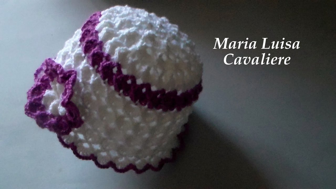 Cappello bimba 3 max 6 mesi punto conchiglie in rilievo all'uncinetto tutorial