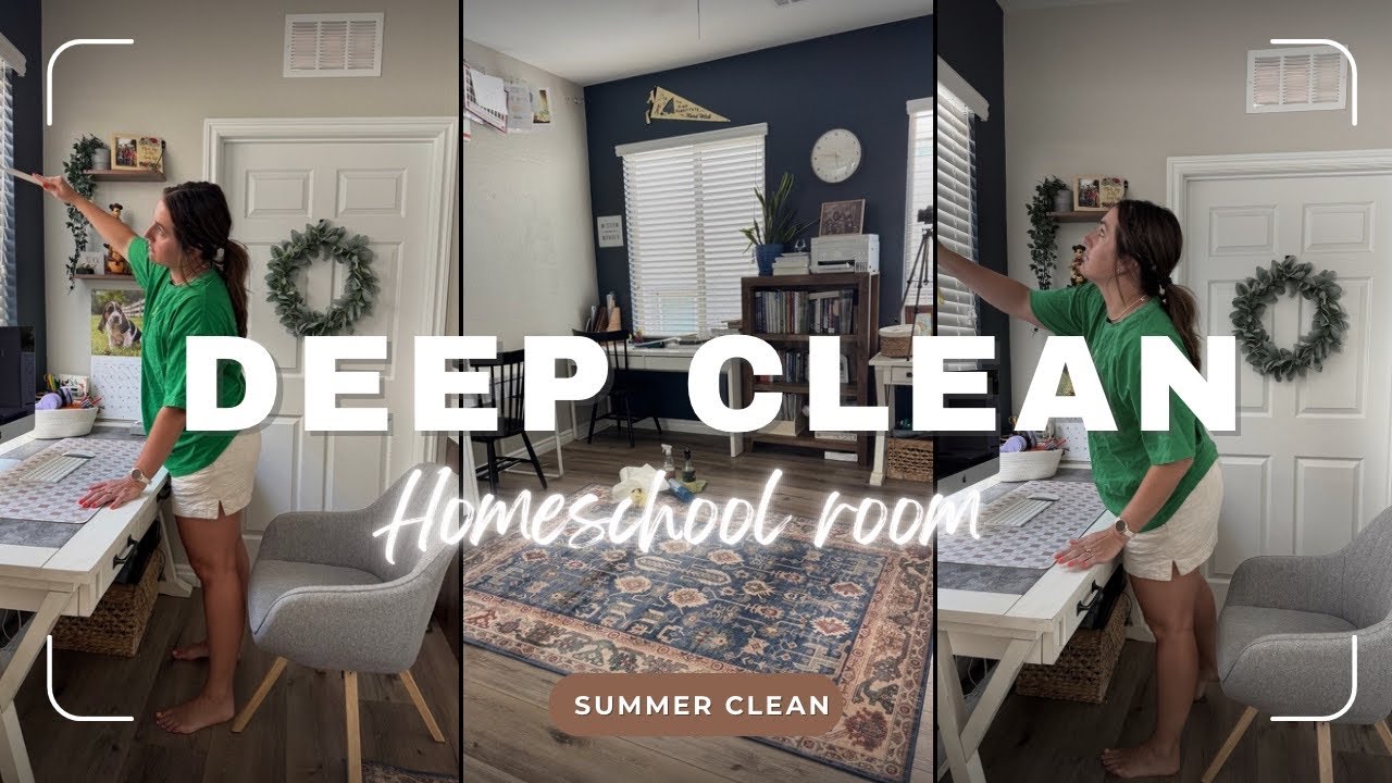 DEEP CLEAN MY HOMESCHOOL SPACE W ME||NEW HOMESCHOOL YEAR PREP✔️✨📚