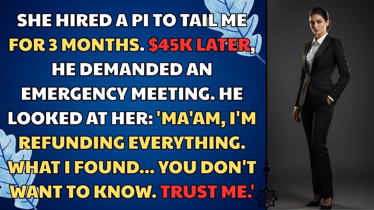 She Hired A PI To Tail Me For 3 Months. $45k Later, He Demanded An Emergency Meeting. Narrated Story