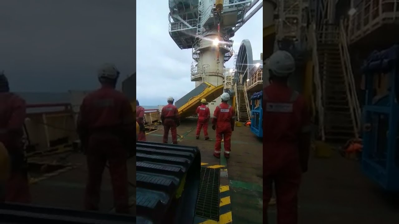 lifting anode bank from deck to subsea using 100 tons crane.