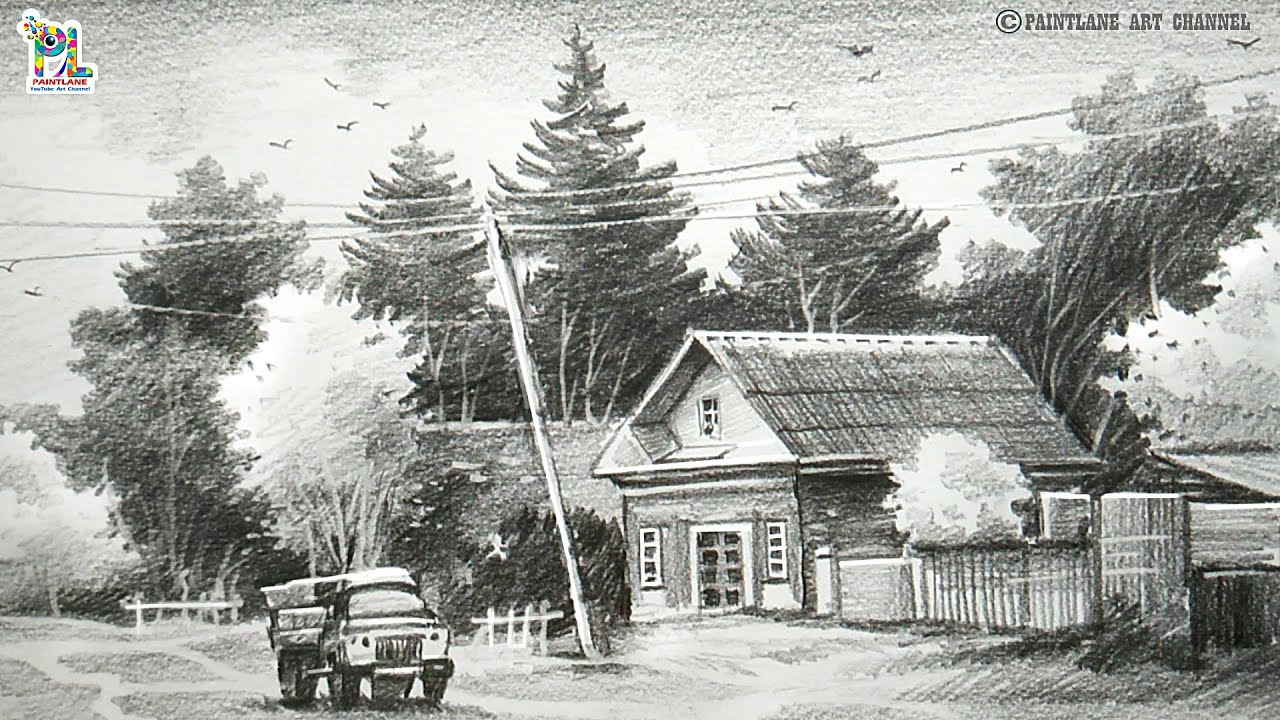 How to draw Pencil Landscape Scenery Art With Street View || Easy Pencil Art Video
