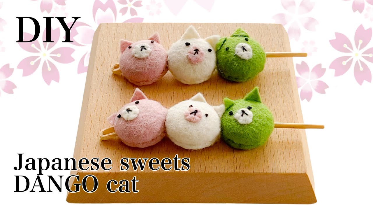 【三色だんご猫】#くるみボタン #フェルトマスコット #ストラップ #キーホルダー #diy #猫 #cat