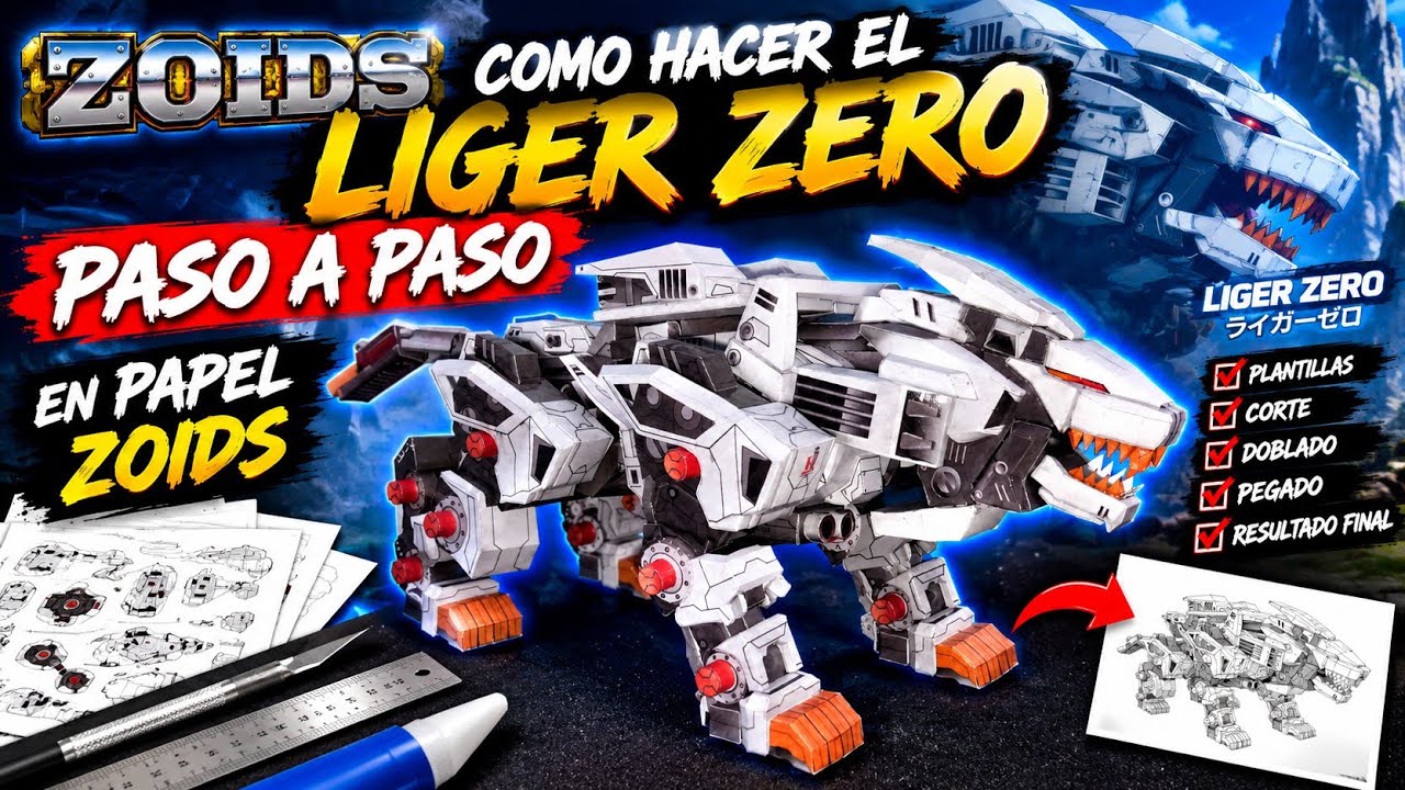 LigerZero Zoids armado paso a paso papercraft