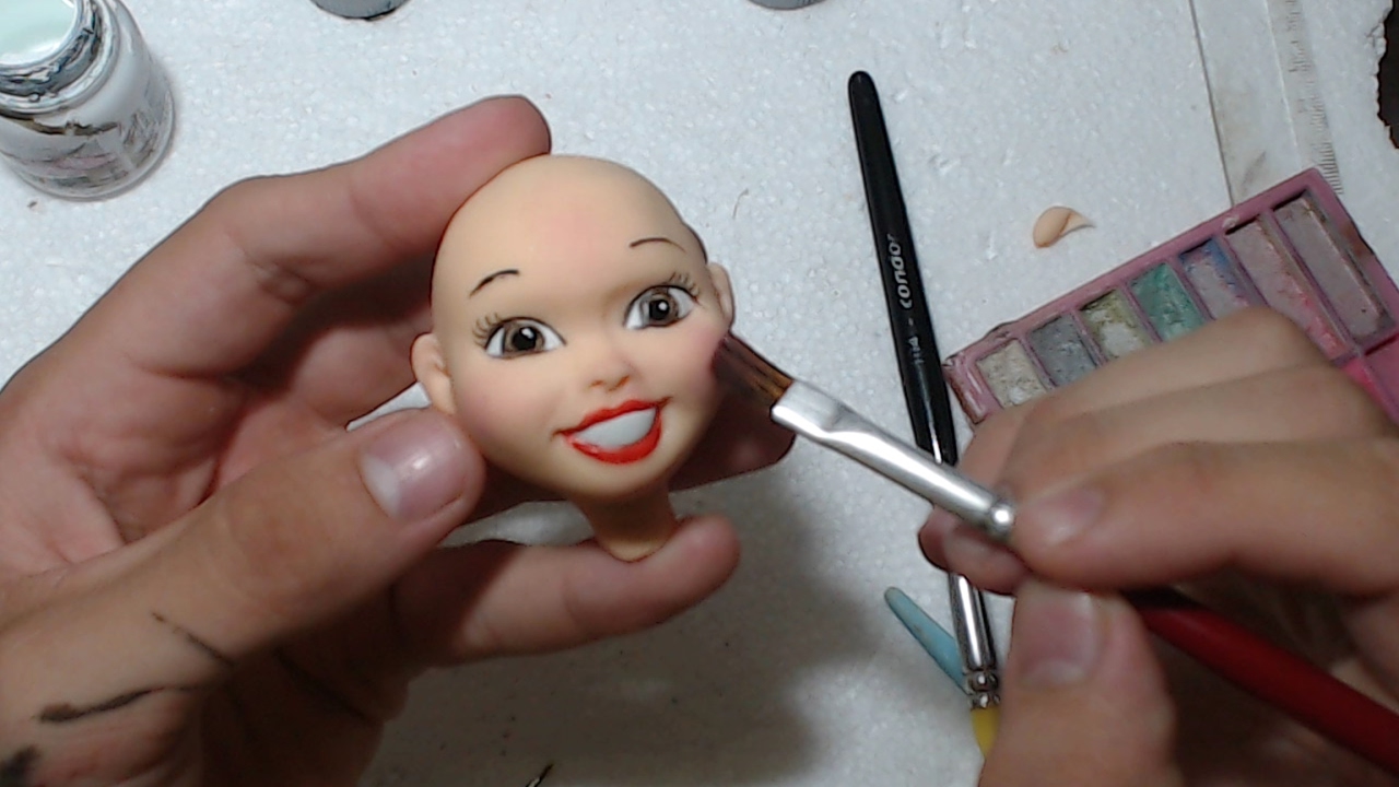 Rosto Em Biscuit  COMPLETO- Modelagem, Pintura e cílios ( Luiz Costa )