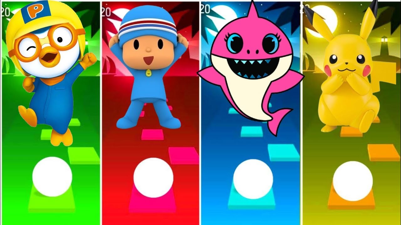 Poror vs Pocoyo vs Baby shark vs Pikachu Tilse hope Edm rush game. 