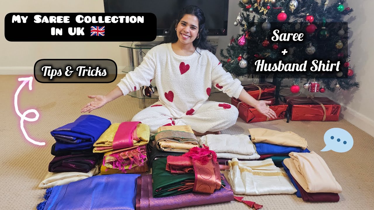 My Saree Collection in UK 🇬🇧 | Tips & Tricks | Saree + Husband’s Shirt ❤️