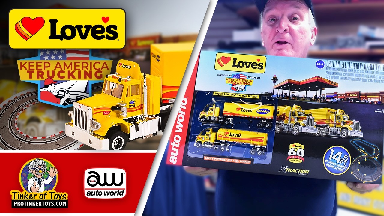 Love’s Keep America Truckin’ Slot Car Set Review | Bryan Tests Auto World’s Big Rig Racing!