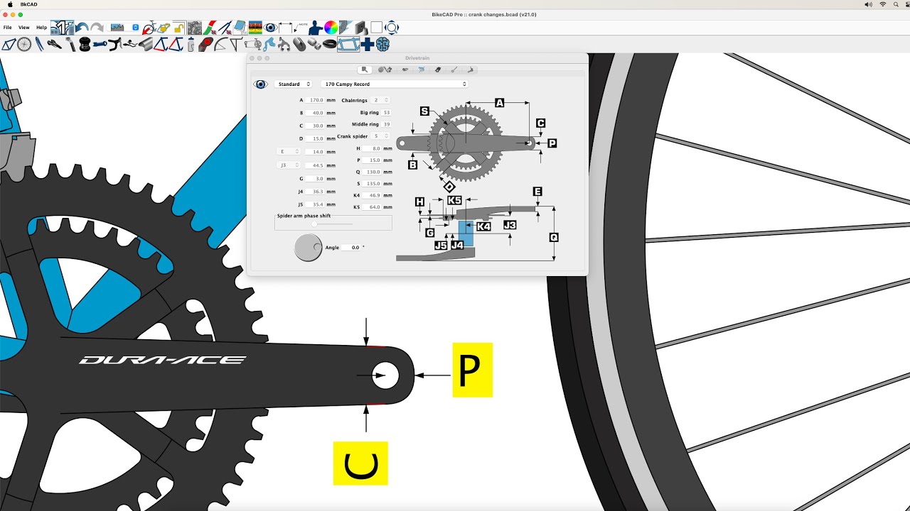 Crankset enhancements in BikeCAD version 21.0