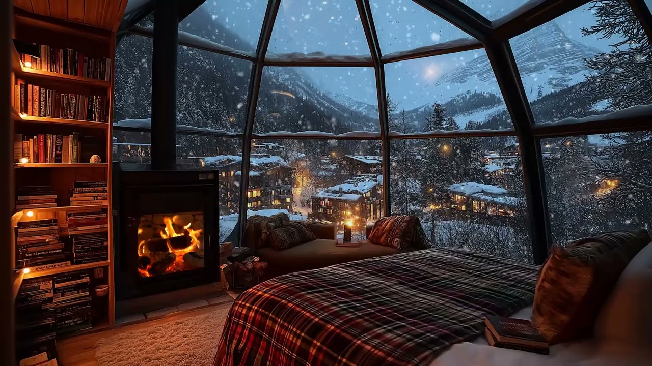 Snow Outside, Fire Inside | Cozy Winter Cabin Ambience for Gentle Sleep
