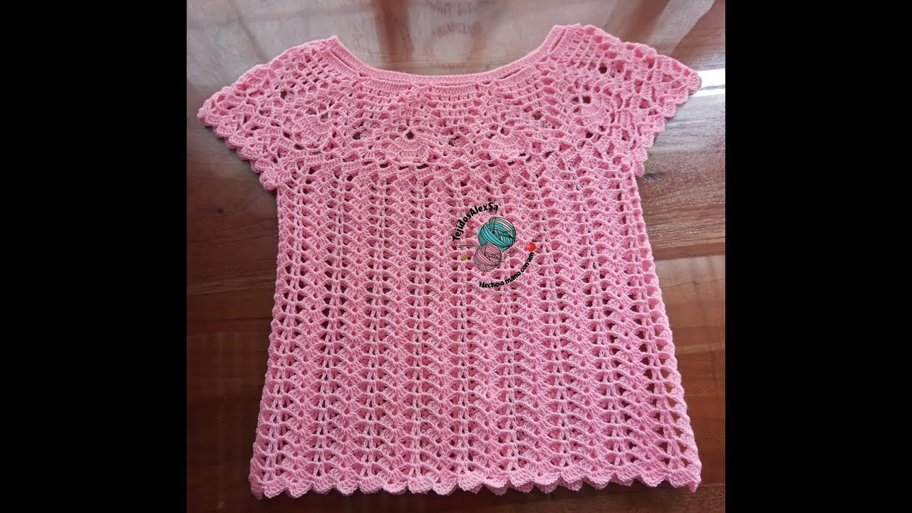 Blusa rosa 🌹 a crochet para niña. Talla 8 a 10