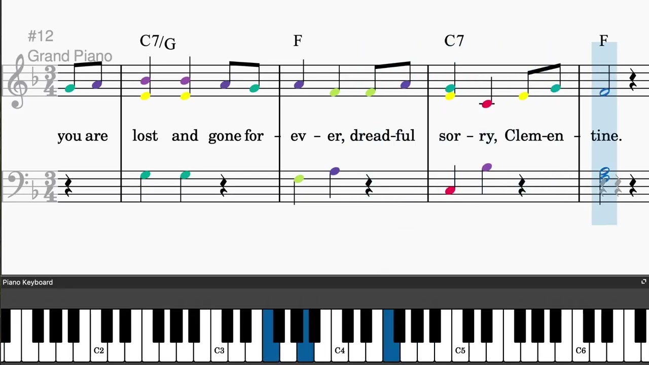 (Oh, My Darling) Clementine by Percy Montrose - Easy piano tutorials with sheetmusic