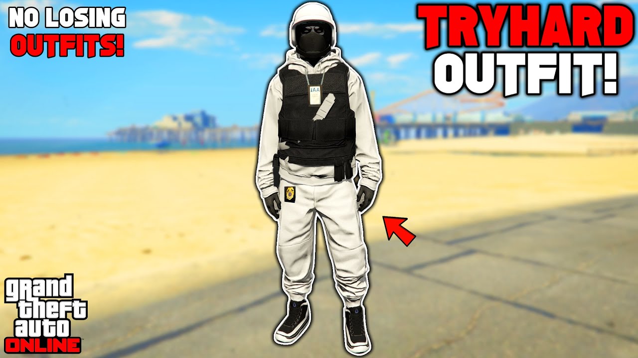 GTA 5 ONLINE *EASY* WHITE JOGGERS TRYHARD MODDED OUTFIT W/ GUN BELT 1.62 (NO TRANSFER GLITCH)