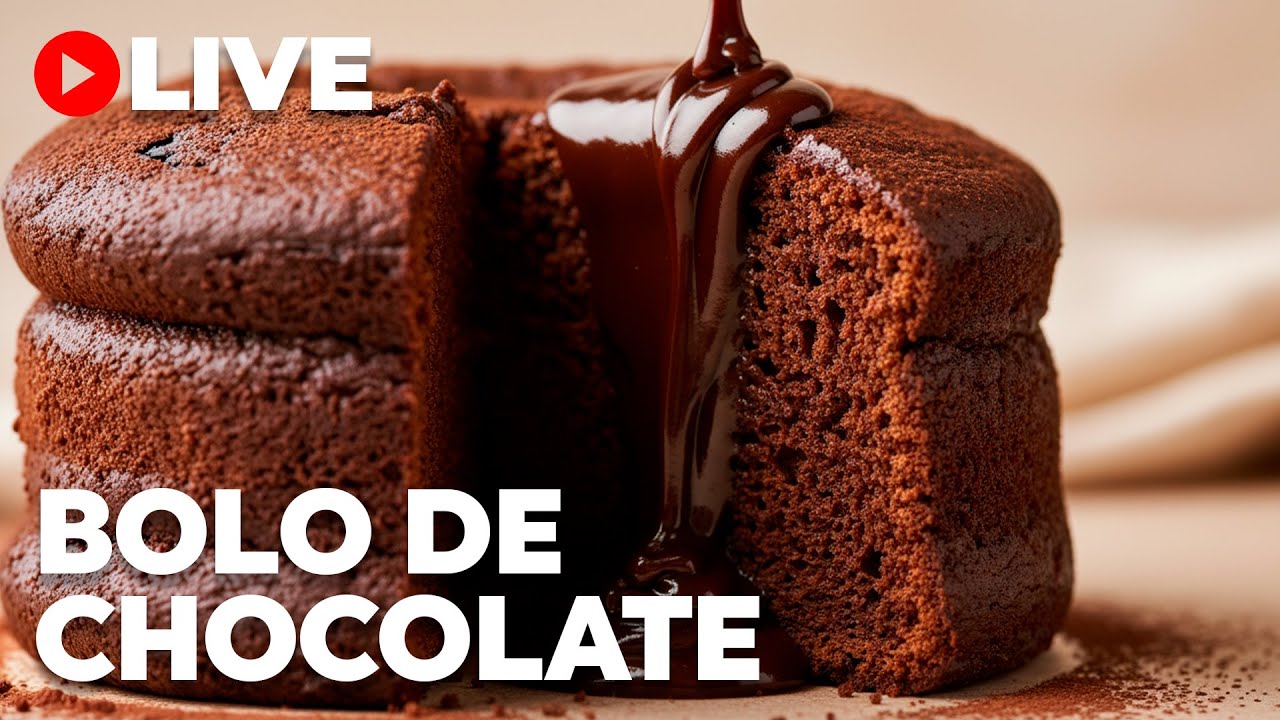 BOLO DE CHOCOLATE com Cobertura Cremosa: Receita Completa AO VIVO! 🍫
