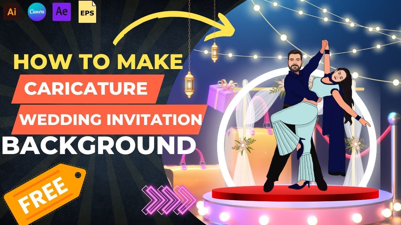 how to make wedding caricature invitation background tutorial for beginners