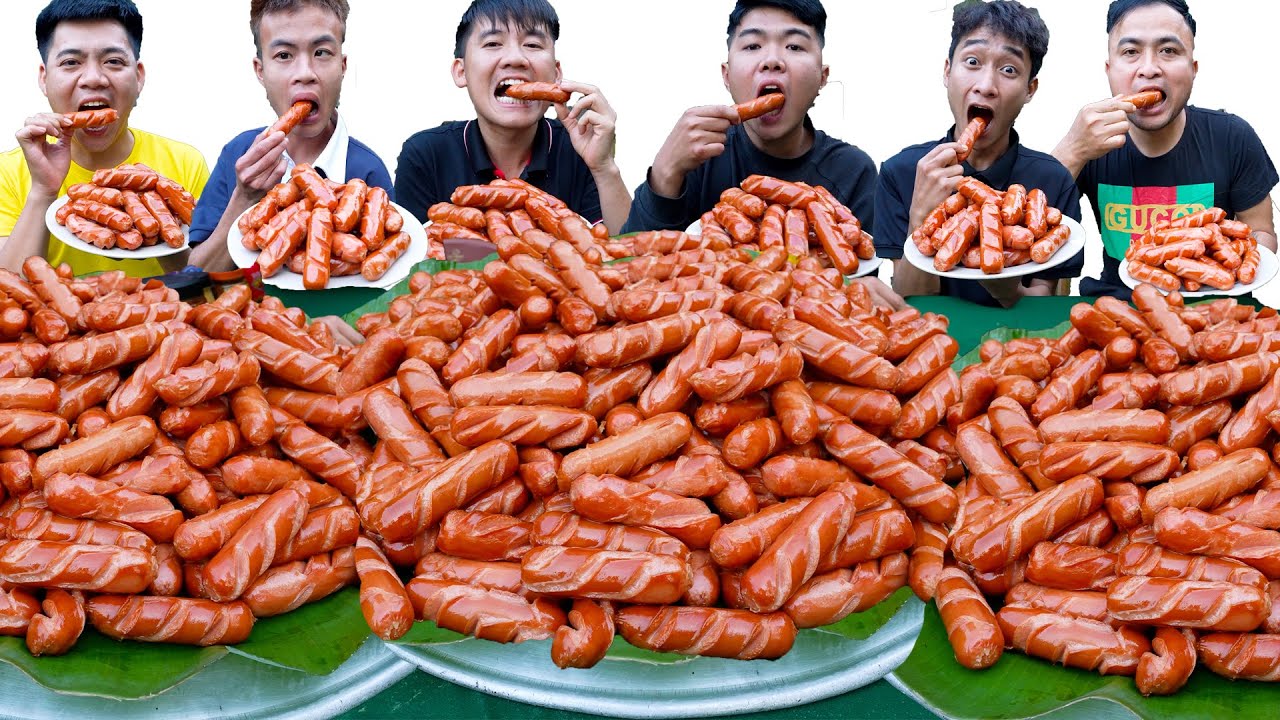 Hưng Troll | Thử Thách Người Cuối Cùng Ngừng Ăn Mâm Xúc Xích Khổng Lồ Nhận 500$